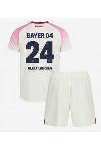 Bayer Leverkusen Aleix Garcia #24 Jalkapallovaatteet Lasten Vieraspeliasu 2025-26 Lyhythihainen (+ Lyhyet housut)